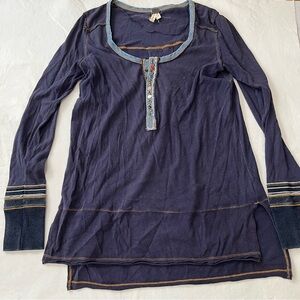 Free People We The Free Dallas Henley Studded Long Sleeve Top